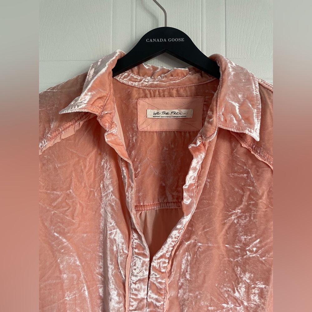 Free People Marianne Velvet Shirt Pink M - Picture 3 of 15